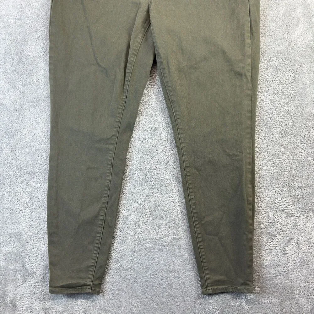 Torrid Jeans Womens 14R Olive Green Sky High Skinny Button Fly Stretch Regular